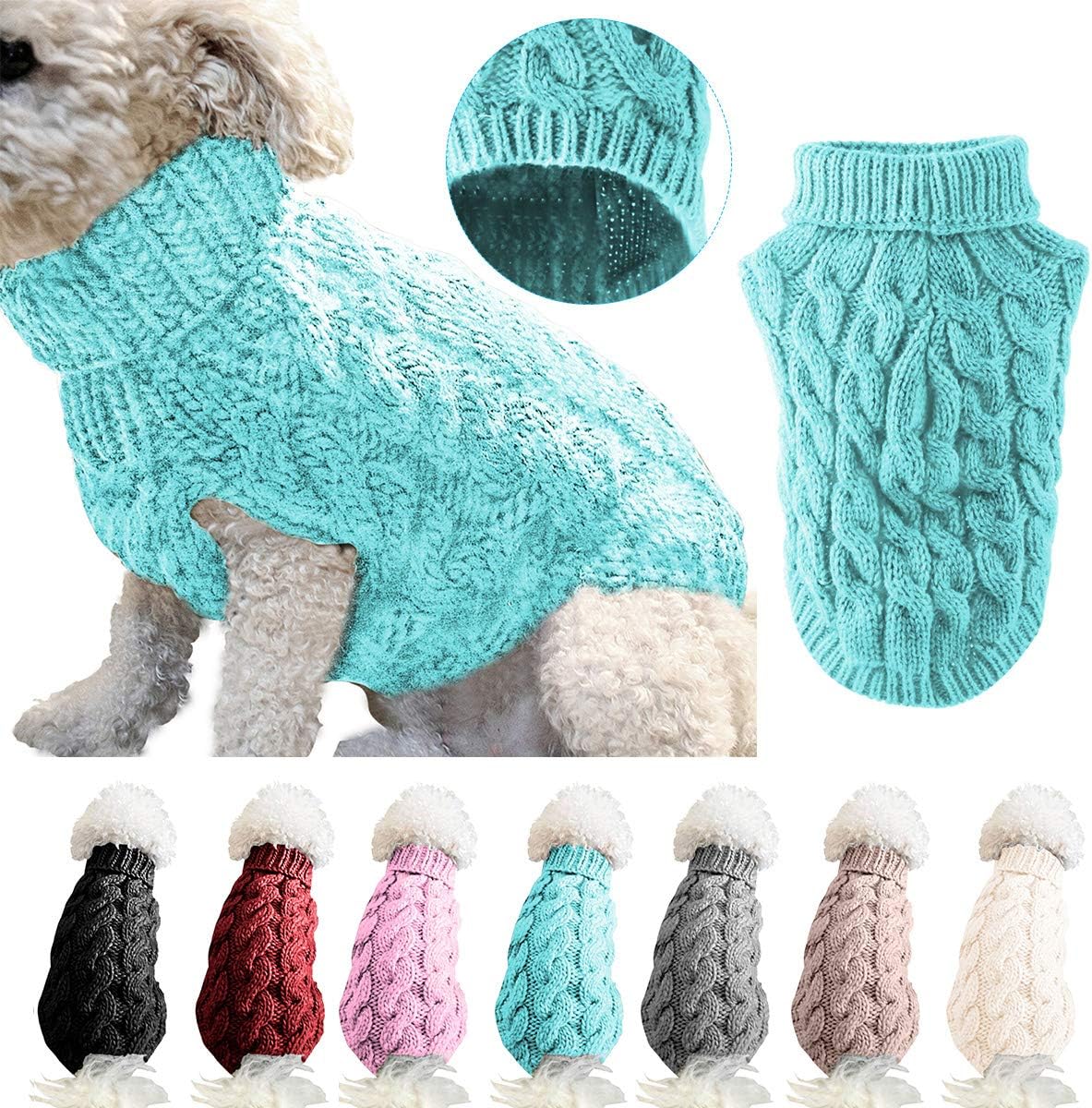Pet Dog Turtleneck Knitting Sweater Coat Winter Warmer Thickening Pullover Knitwear Crochet Coat Clothes for Small Medium Large Dog Puppy Cat (M, Pink)