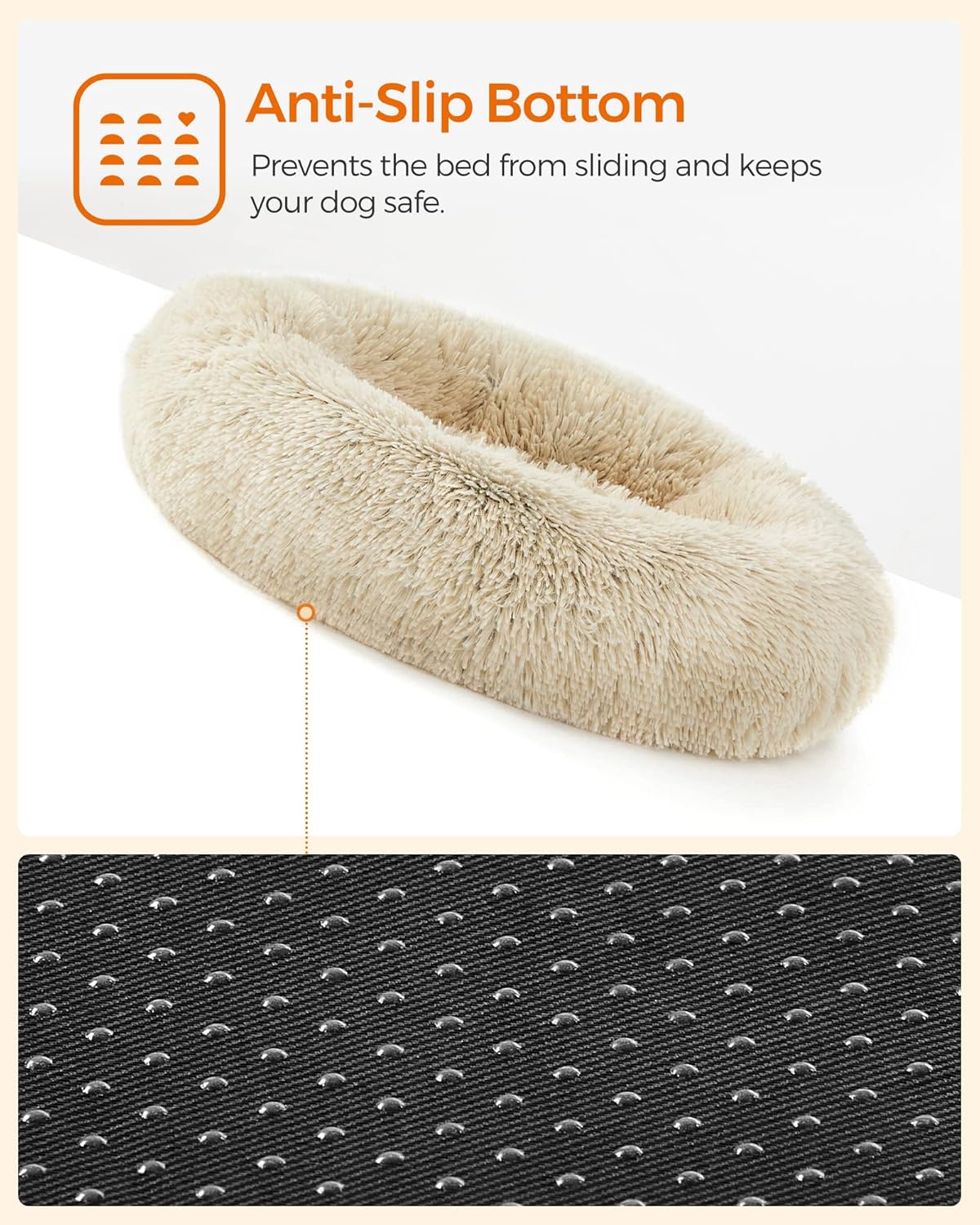Feandrea Dog Bed, Donut Cat Bed, Fluffy Calming | ObaPet