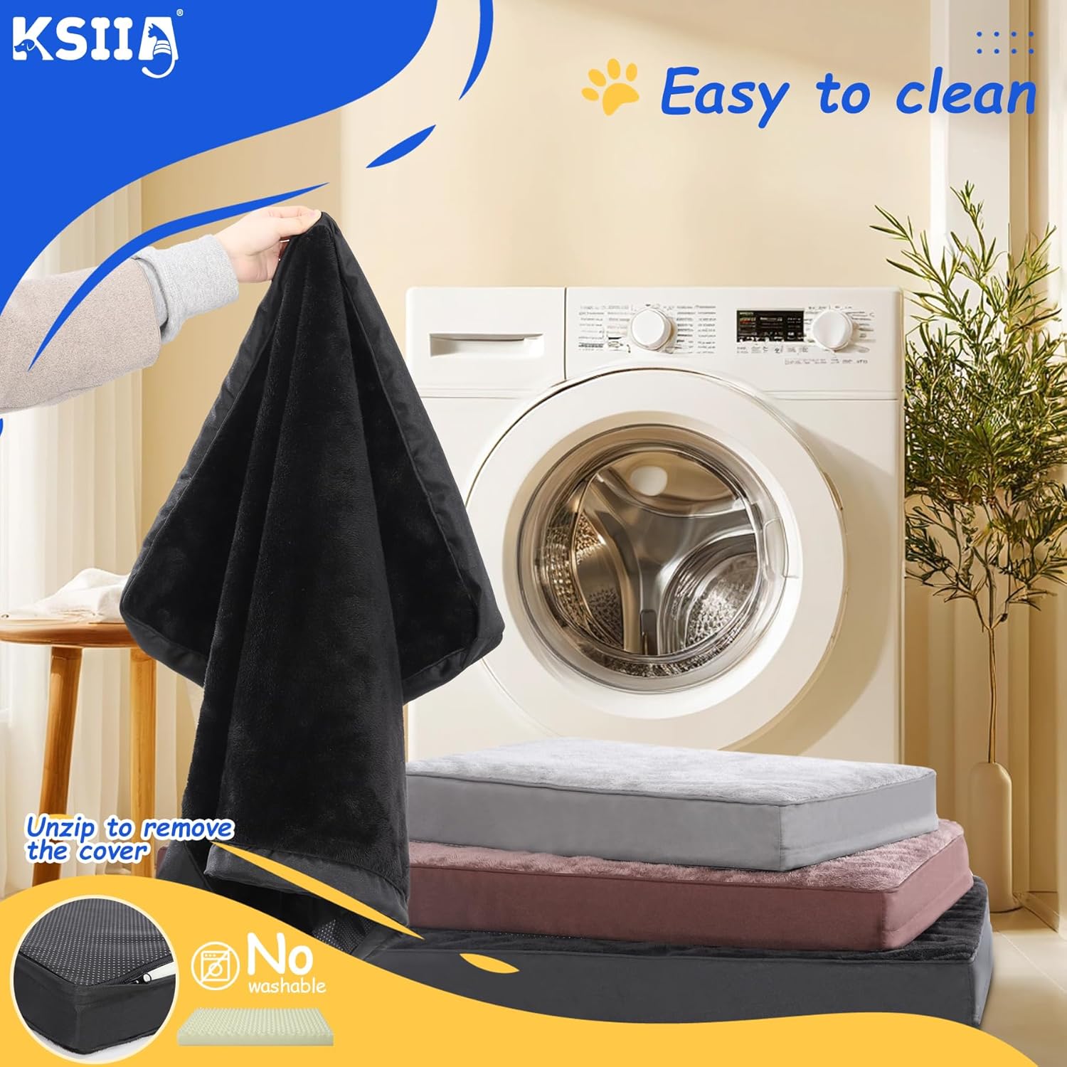 KSIIA Dog Beds Large Washable, Orthopedic Dog | ObaPet