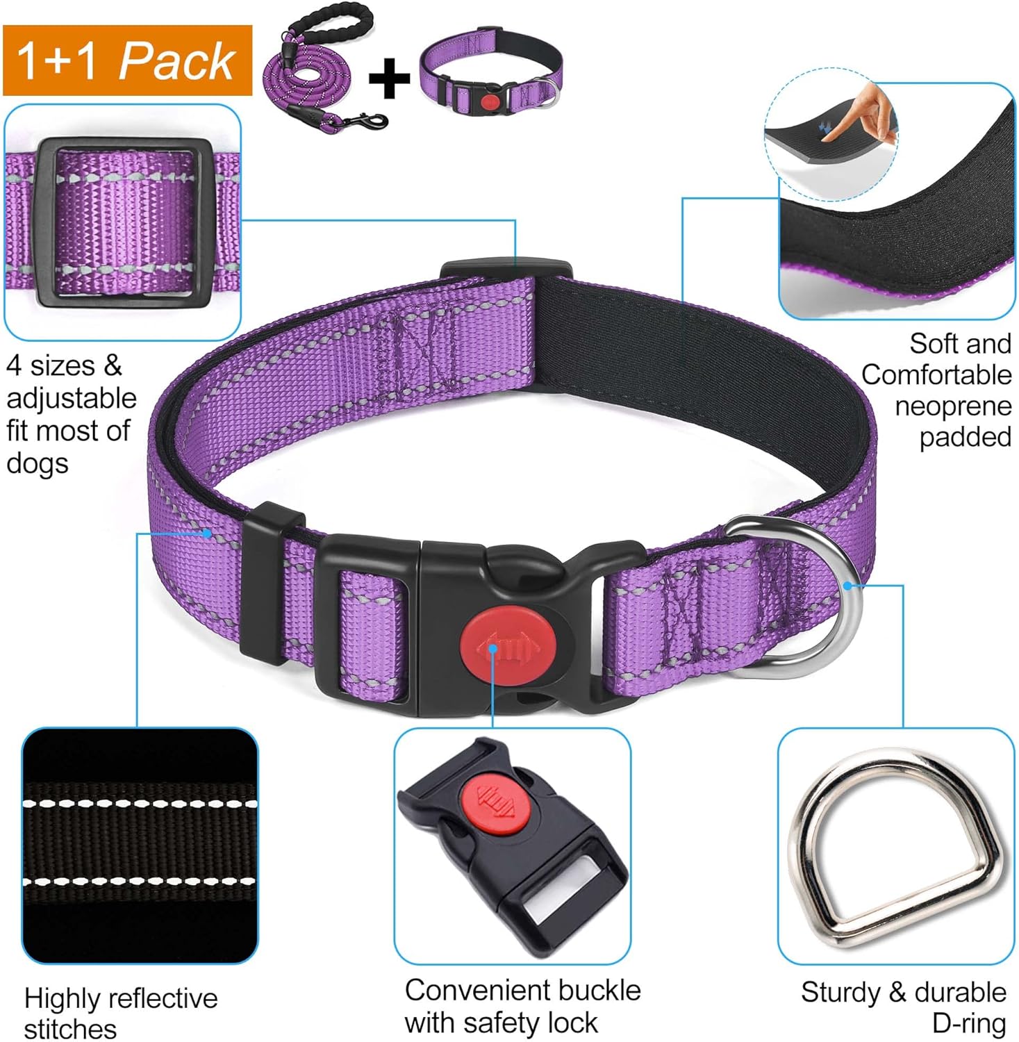haapaw Reflective Dog Collar Padded with Soft | ObaPet