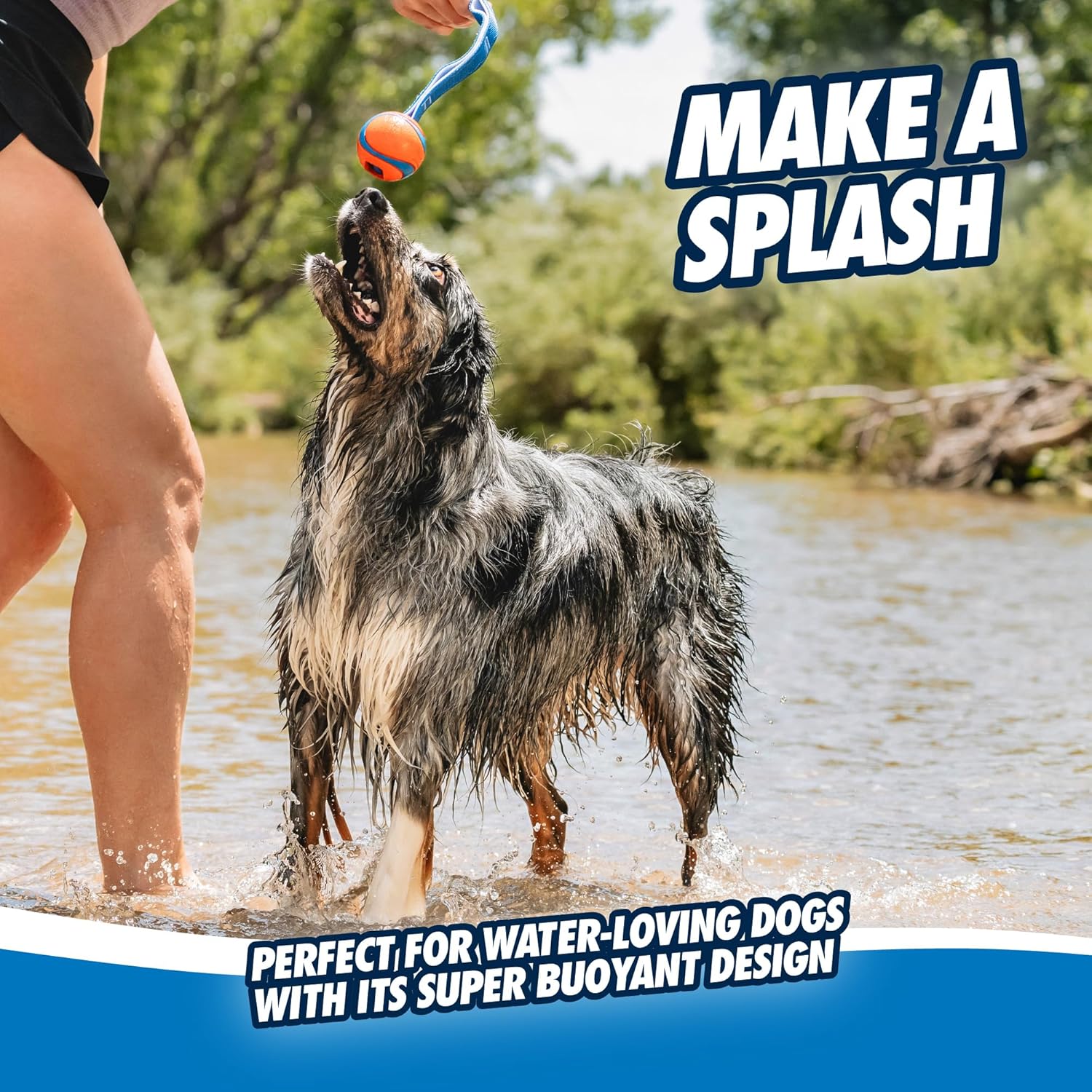 Chuckit! Ultra Tug Dog Toy With Rubber Ball Tug Of War Interactive Fetch Toy for Dogs, Medium
