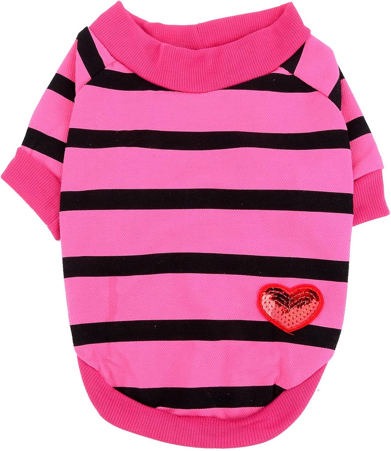 Zunea Dog Shirts for Small Dogs Summer Basic T-Shirt Striped Puppy Clothes Sequins Love Heart Sweatshirt Soft Cotton Short Sleeve Tee Shirt Pet Girl Boy Clothing Pullover Chihuahua Apparel Gray S