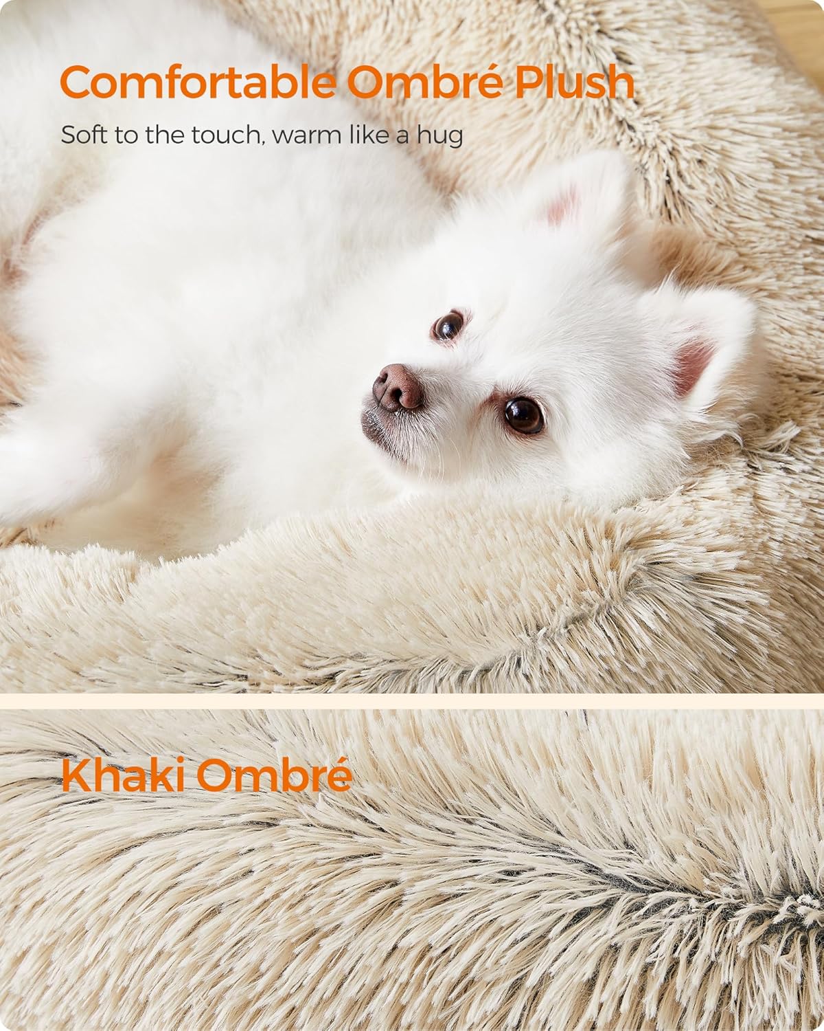 Feandrea Dog Bed, Donut Cat Bed, Fluffy Calming | ObaPet