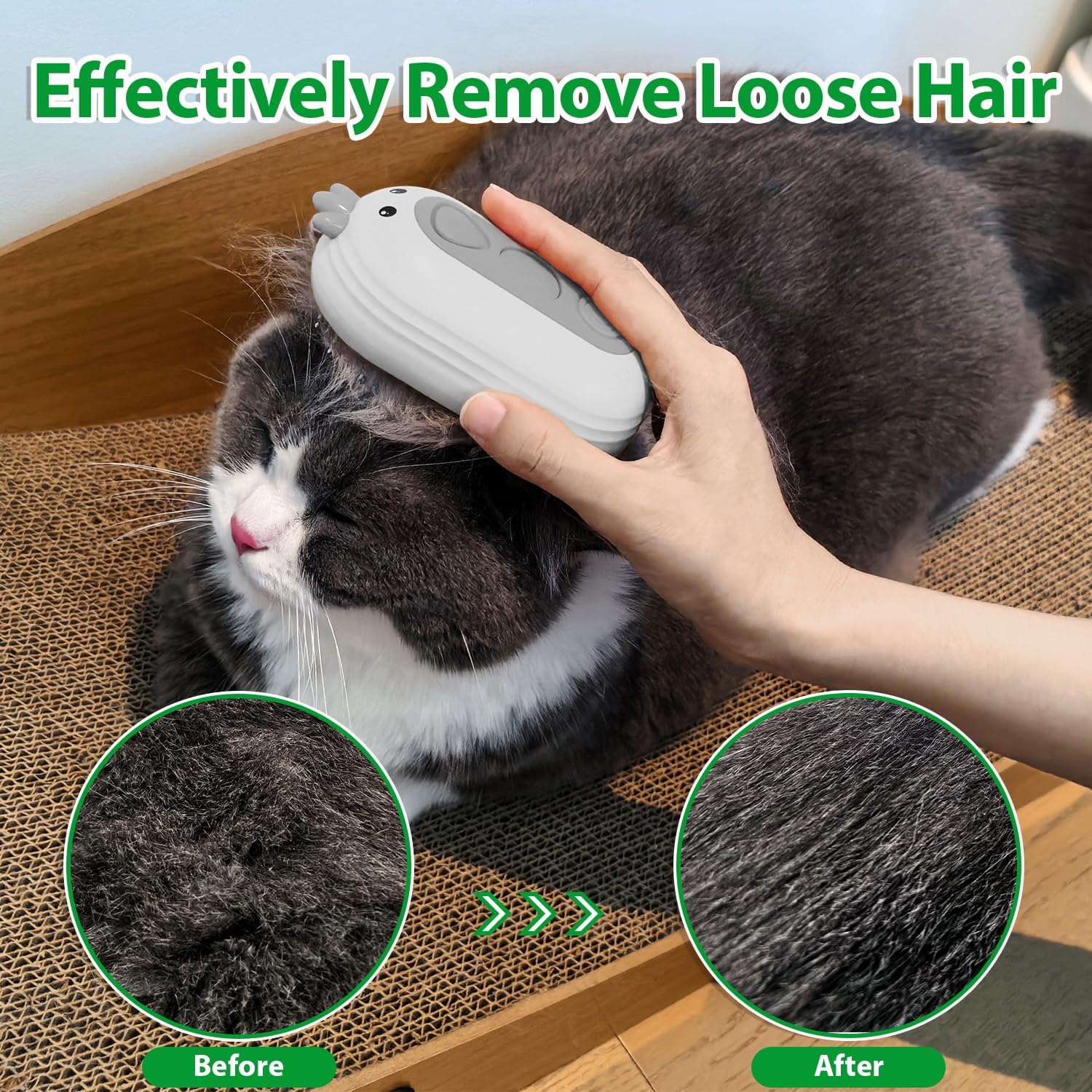 Cat Steam Brush with Release Button, | ObaPet