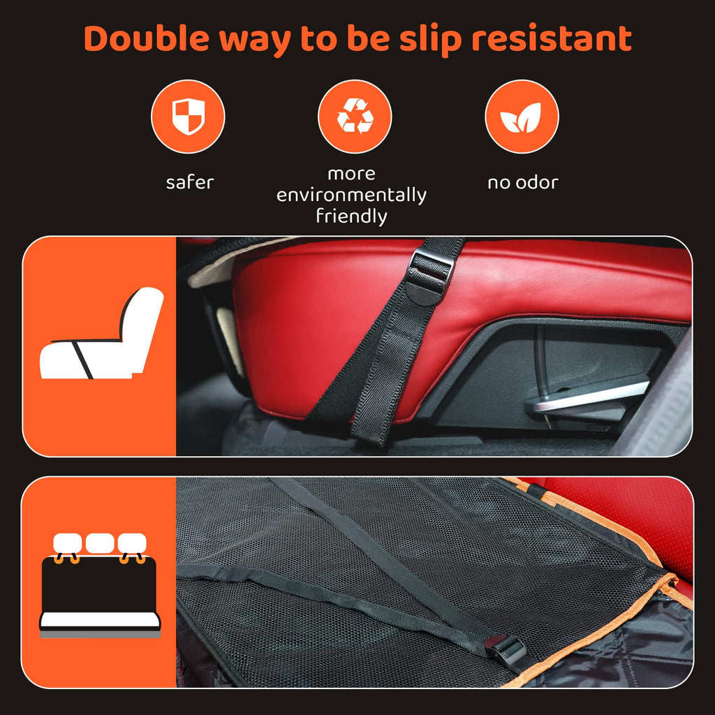 KYG Dog Car Seat Cover Dog Hammock For Car Back Seats With Side Protection And Mesh Visual Window, Durable Scratch Proof And Waterproof Pet Car Seat Cover For Cars/Trucks/Suv 135 X 148 Cm Red & Black