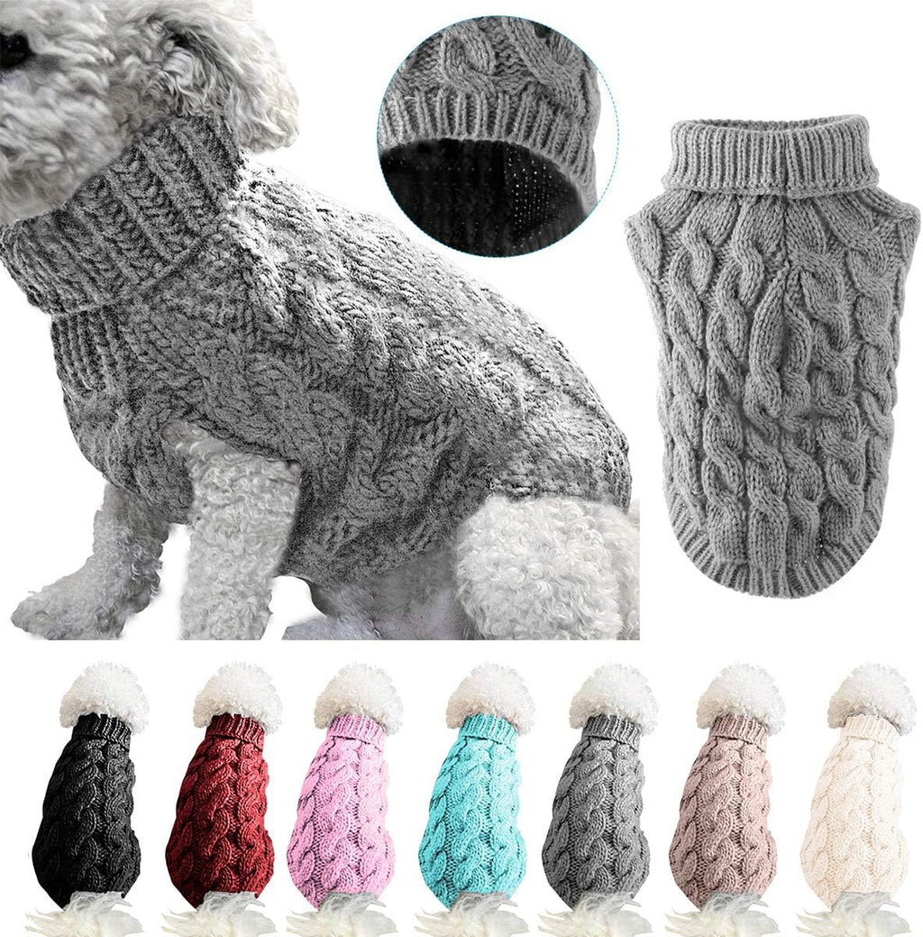 Pet Dog Turtleneck Knitting Sweater Coat Winter Warmer Thickening Pullover Knitwear Crochet Coat Clothes for Small Medium Large Dog Puppy Cat (M, Pink)