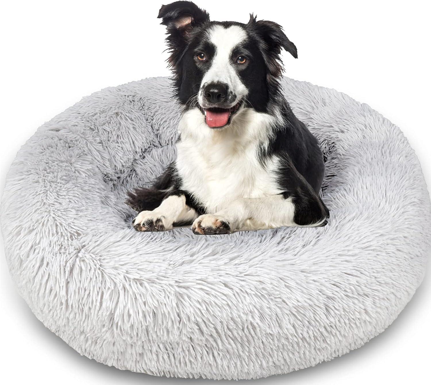 Enjamoy Plush Donut Dog Bed, Calming Round Dog | ObaPet