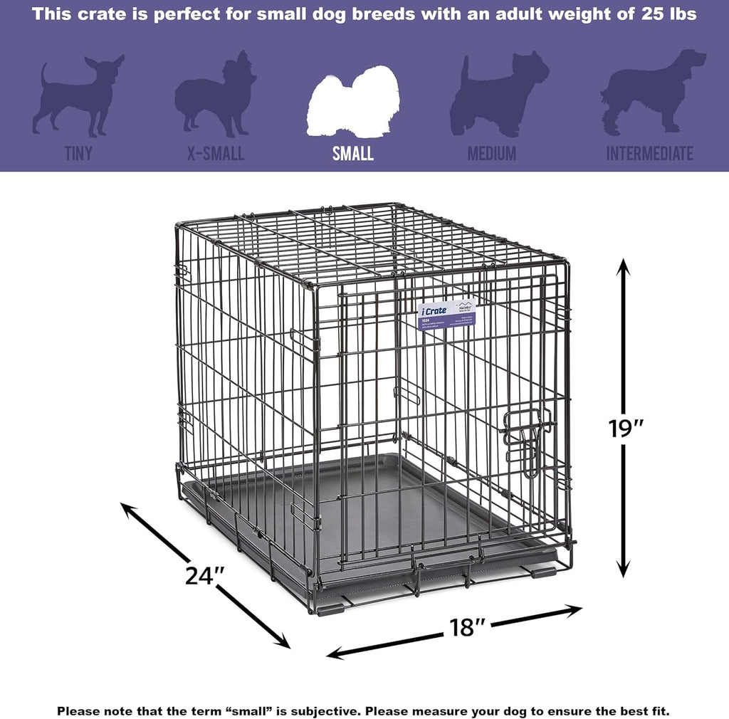 MidWest Homes Pets Newly Enhanced Door iCrate Long Dog Crate, Includes Leak-Proof Pan, Floor Protecting Feet, Divider Panel & New Patented Features