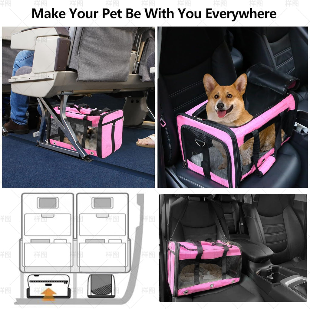 Soft Sided Foldable Cat/Dog/Pet Carrier Bag, Portable Puppy/Pets Travel Carriers For Cats/Dogs With Shoulder Strap & Removable Mat, Durable Cat Basket of 17 lbs Airline Approved - Black, M