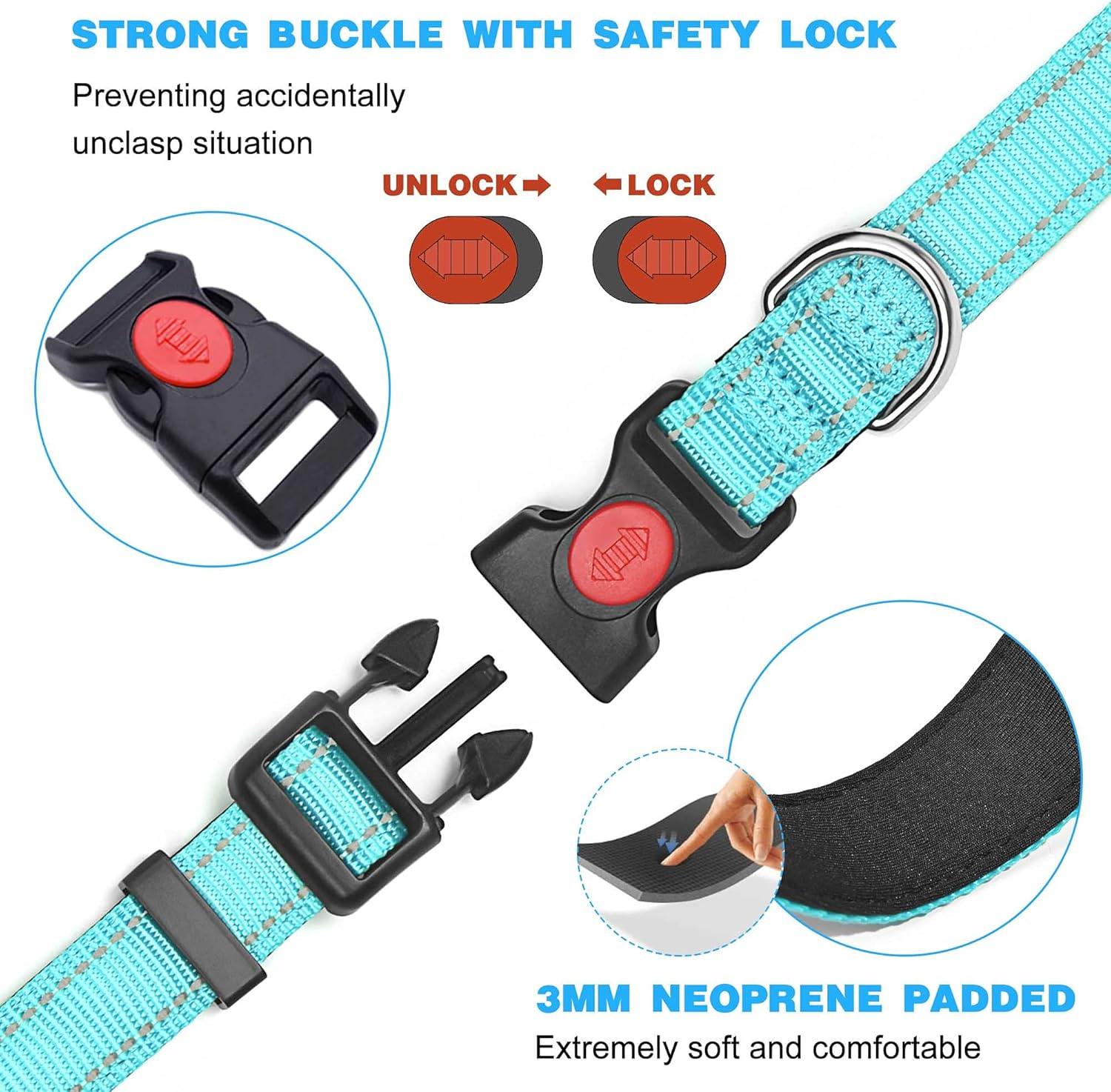 haapaw Reflective Dog Collar Padded with Soft | ObaPet