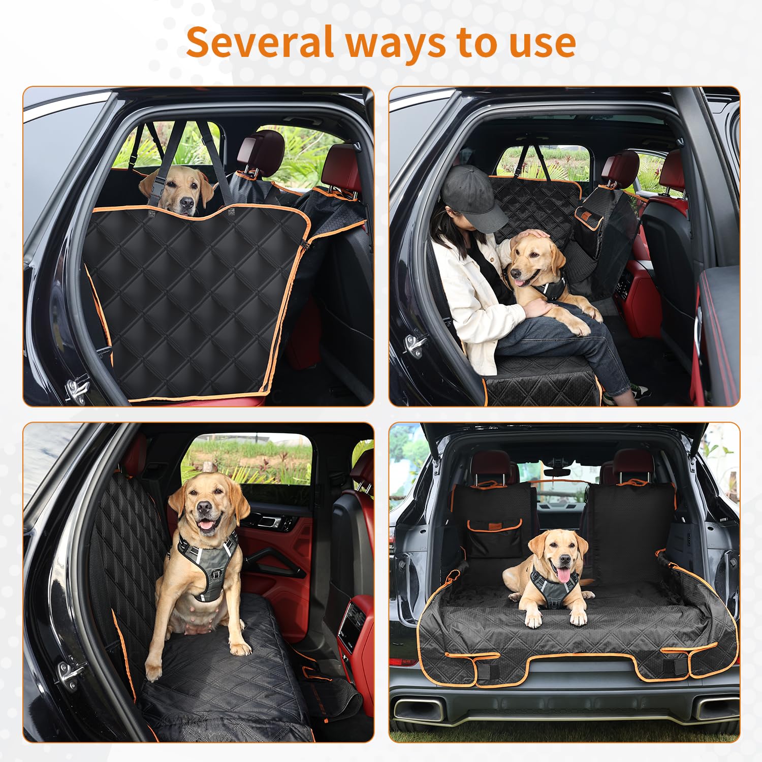 KYG Dog Car Seat Cover Dog Hammock For Car Back Seats With Side Protection And Mesh Visual Window, Durable Scratch Proof And Waterproof Pet Car Seat Cover For Cars/Trucks/Suv 135 X 148 Cm Red & Black