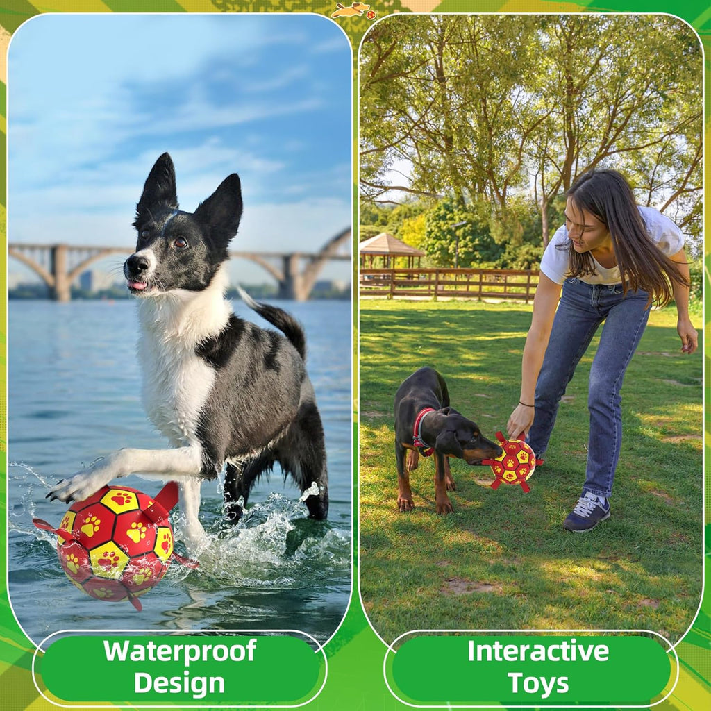 HETOO Interactive Dog Football Toys with Grab Tabs, Durable Dog Water Balls for Small Medium Breed, Indoor & Outdoor