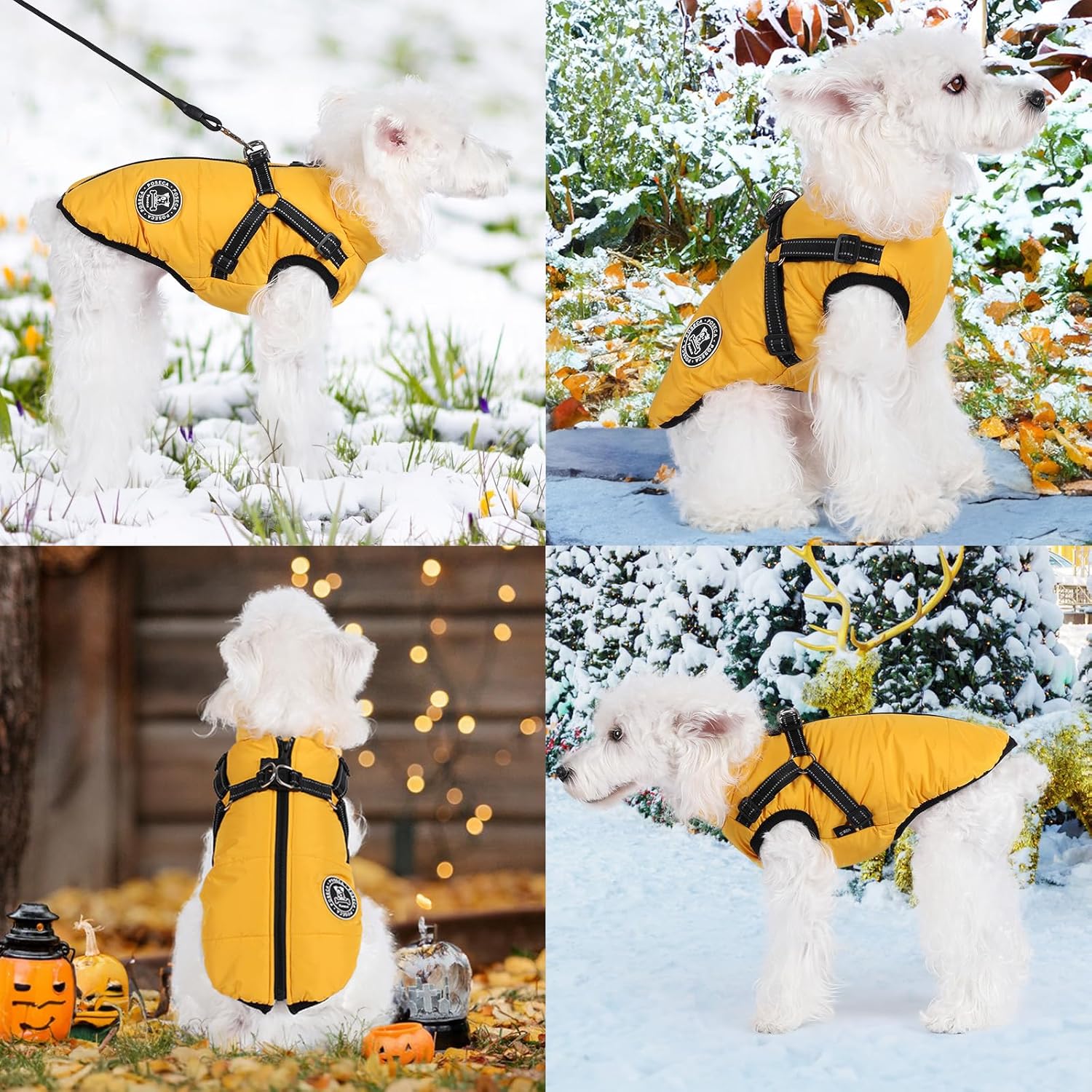 Poseca Dog Clothes for Small Dogs Dog Coat Waterproof Winter Jacket Warm Vest Dog Clothes Dog Coat Warm Winter Dog Jacket with Dog Harness for Small Medium Large Dogs