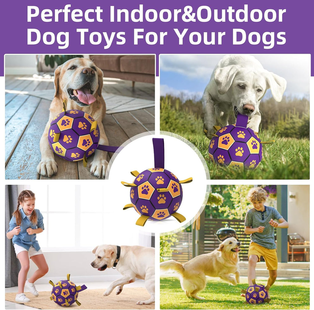 HETOO Interactive Dog Football Toys with Grab Tabs, Durable Dog Water Balls for Small Medium Breed, Indoor & Outdoor