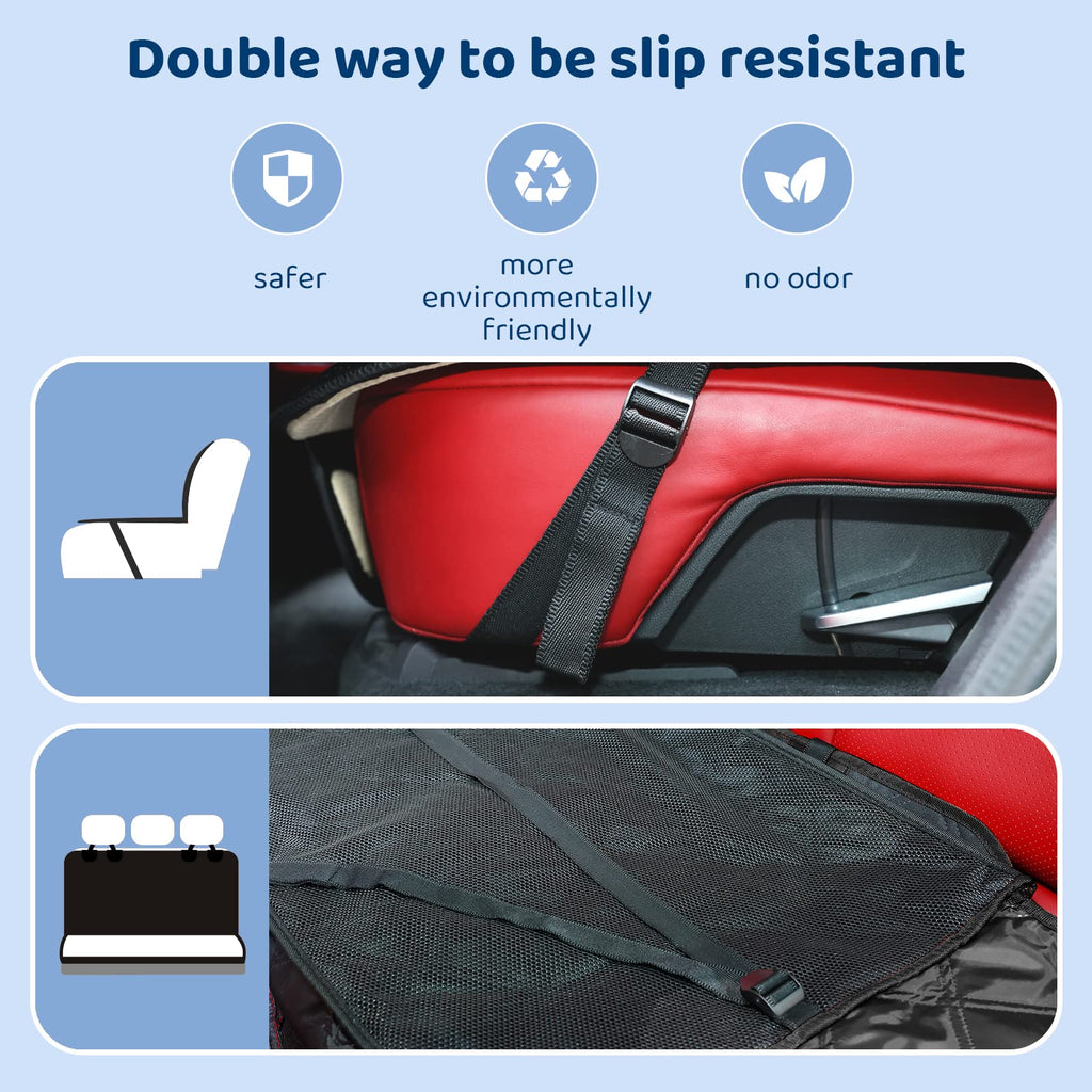 KYG Dog Car Seat Cover Dog Hammock For Car Back Seats With Side Protection And Mesh Visual Window, Durable Scratch Proof And Waterproof Pet Car Seat Cover For Cars/Trucks/Suv 135 X 148 Cm Red & Black