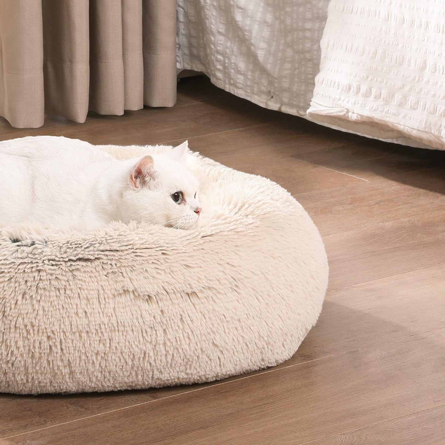 Feandrea Dog Bed, Donut Cat Bed, Fluffy Calming | ObaPet