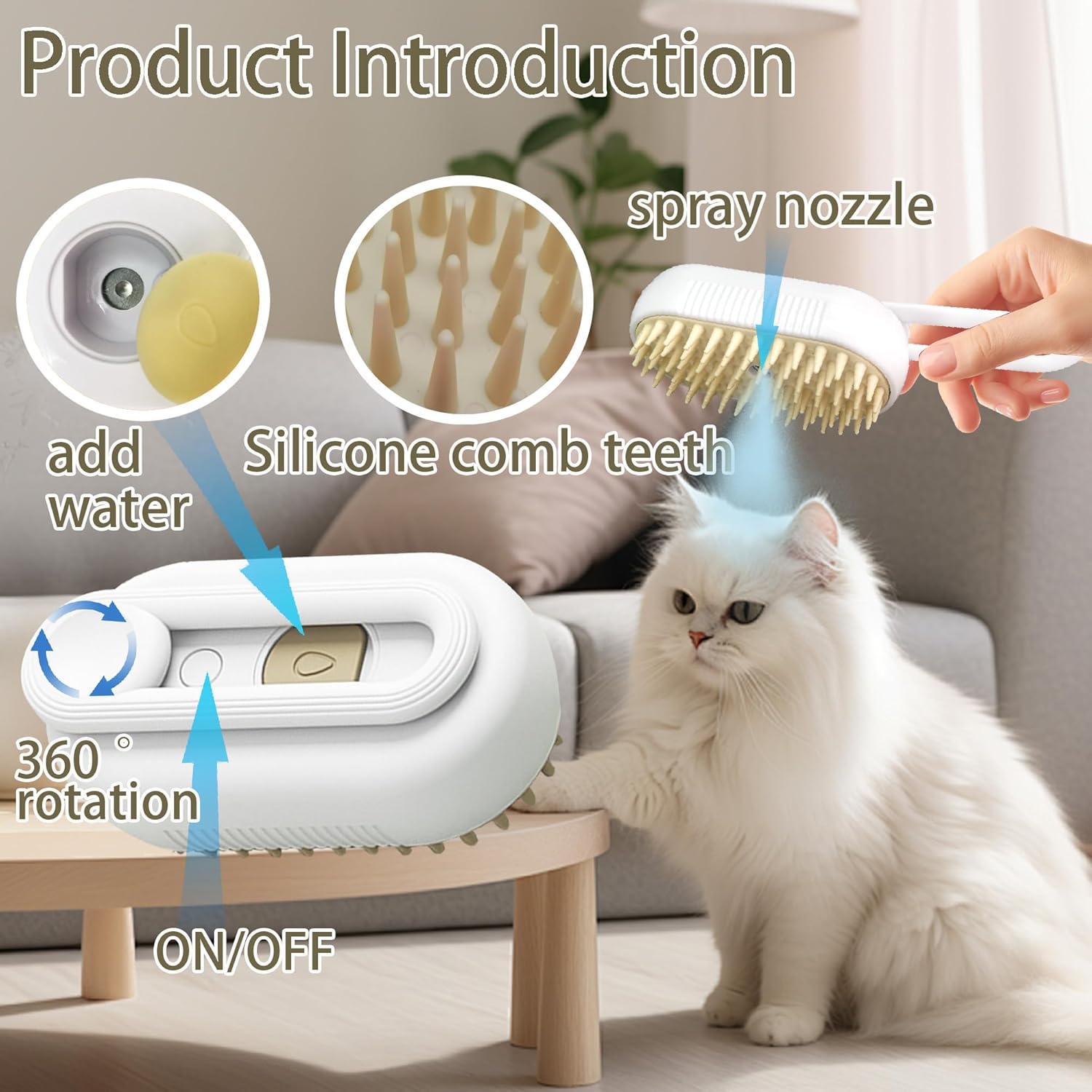 Cat Steam Brush for Shedding Cloud Care Cat | ObaPet