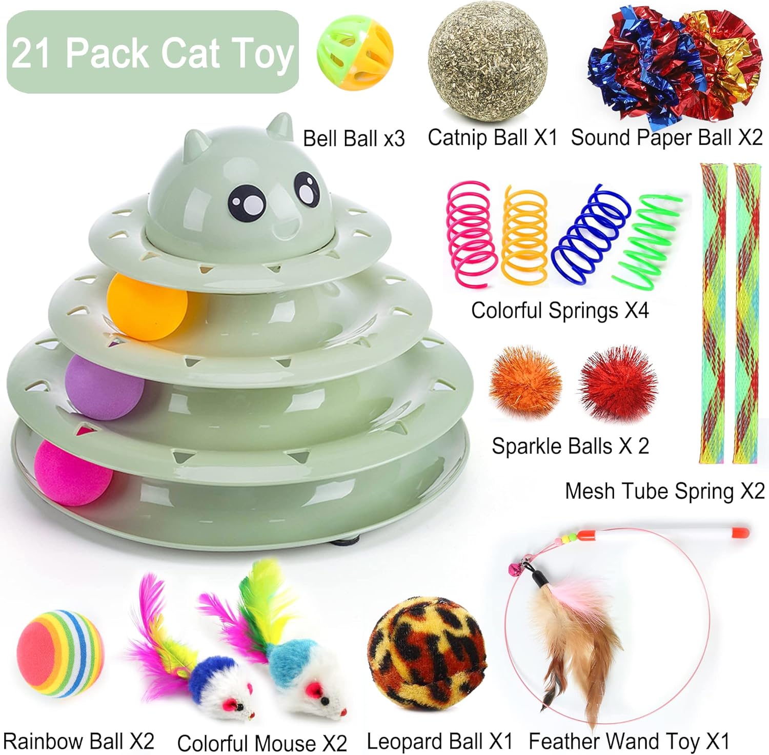 Suhaco 21 Pack Cat Toys for Indoor Cats | ObaPet