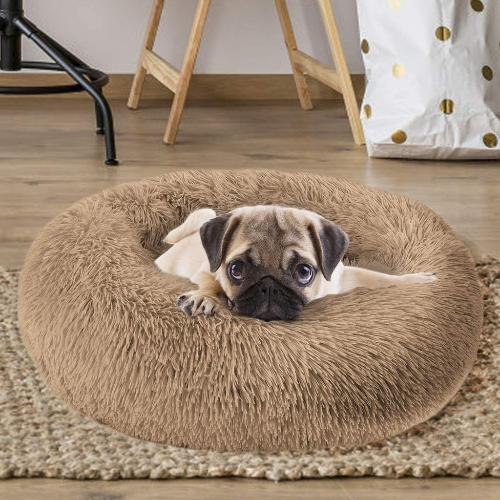 MFOX Calming Dog Bed Cat Bed Donut, Faux Fur | ObaPet