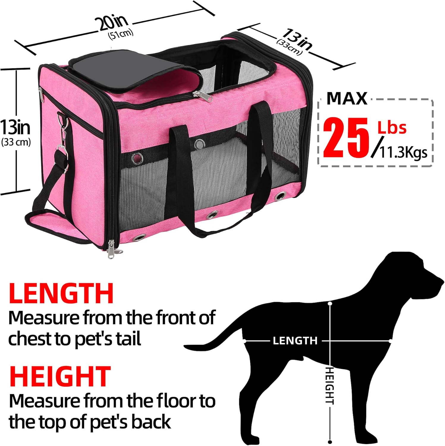 Soft Sided Foldable Cat/Dog/Pet Carrier Bag, Portable Puppy/Pets Travel Carriers For Cats/Dogs With Shoulder Strap & Removable Mat, Durable Cat Basket of 17 lbs Airline Approved - Black, M