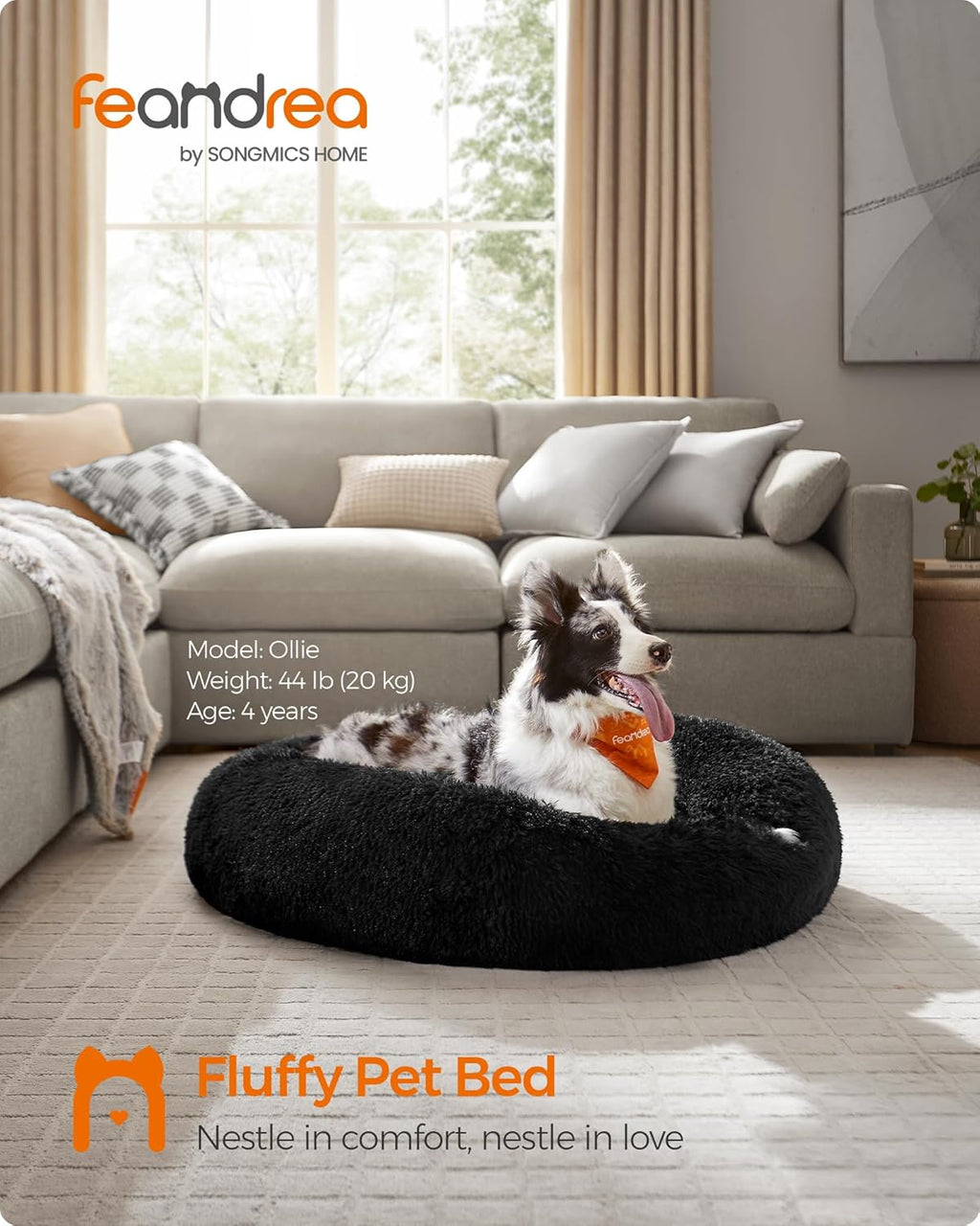 Feandrea Dog Bed, Donut Cat Bed, Fluffy Calming | ObaPet
