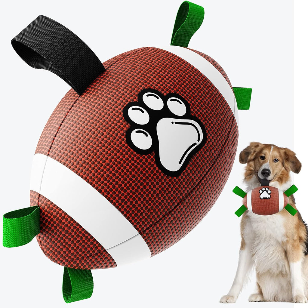 HETOO Interactive Dog Football Toys with Grab Tabs, Durable Dog Water Balls for Small Medium Breed, Indoor & Outdoor