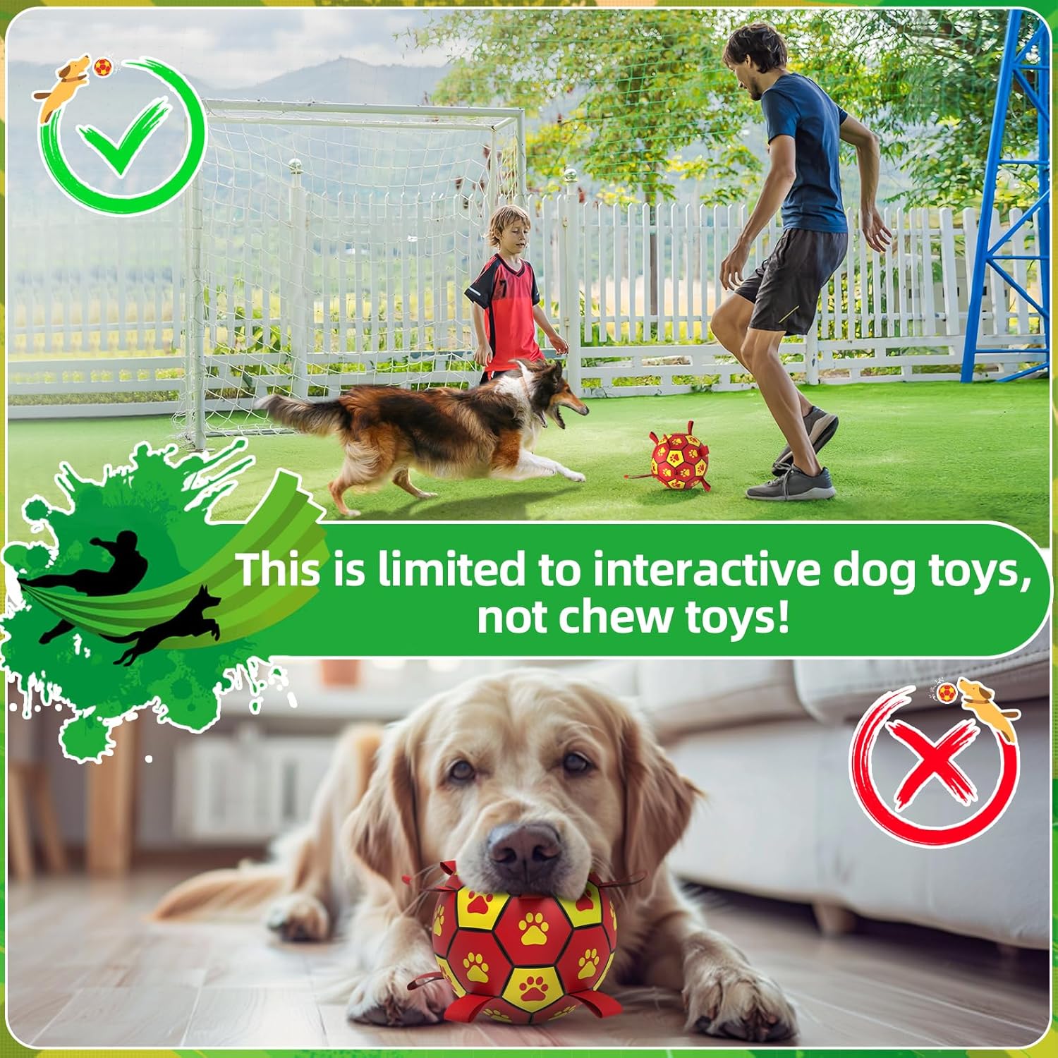 HETOO Interactive Dog Football Toys with Grab Tabs, Durable Dog Water Balls for Small Medium Breed, Indoor & Outdoor