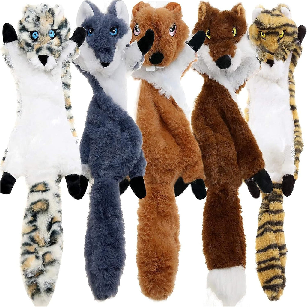 Newthinking No Stuffing Dog Toys, 5 Pack Squeaky Dog Toys, Soft Plush Dog Toys for Small Medium Large Dogs