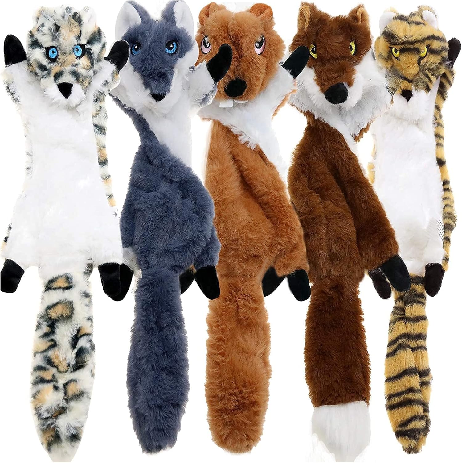 Newthinking No Stuffing Dog Toys, 5 Pack Squeaky Dog Toys, Soft Plush Dog Toys for Small Medium Large Dogs