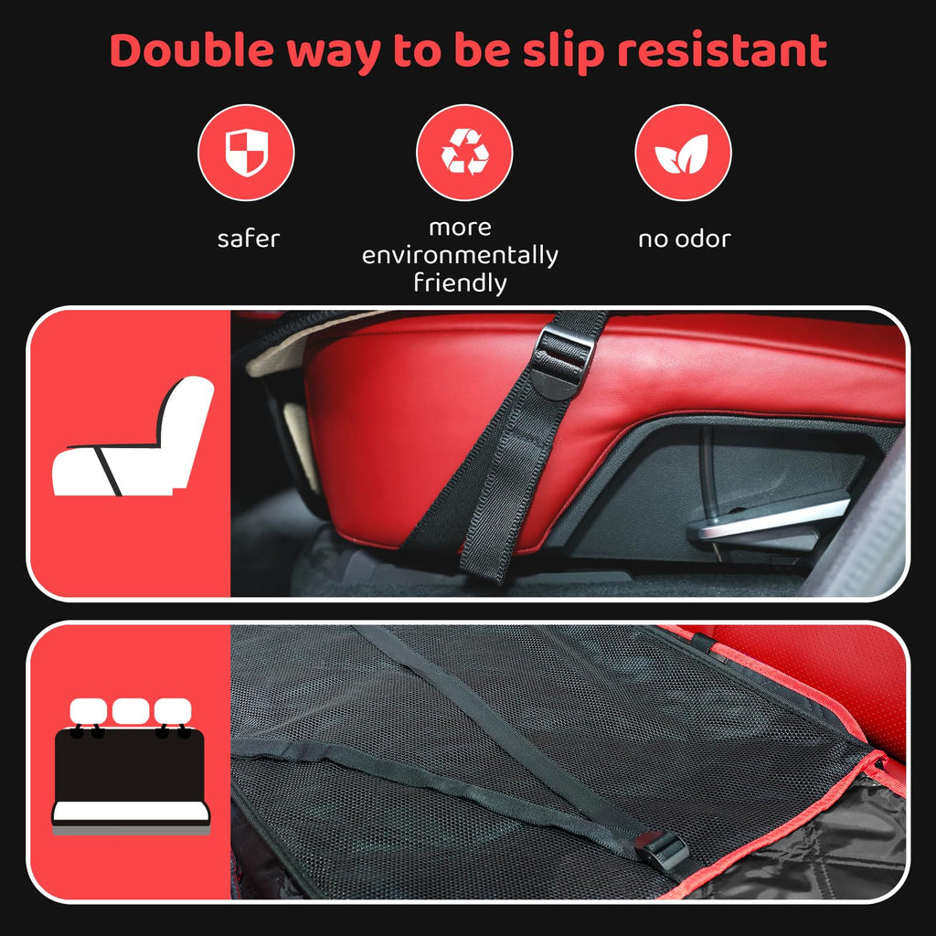 KYG Dog Car Seat Cover Dog Hammock For Car Back Seats With Side Protection And Mesh Visual Window, Durable Scratch Proof And Waterproof Pet Car Seat Cover For Cars/Trucks/Suv 135 X 148 Cm Red & Black