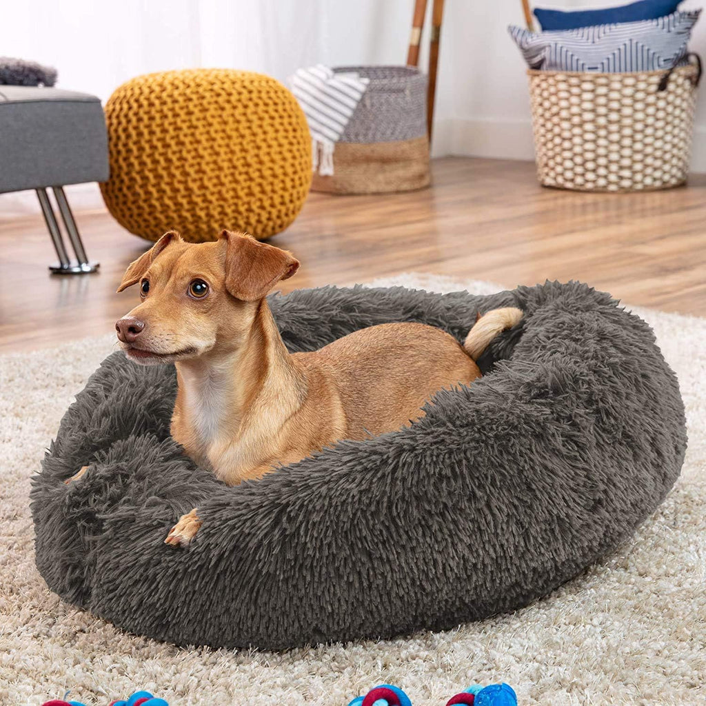 MFOX Calming Dog Bed Cat Bed Donut, Faux Fur | ObaPet