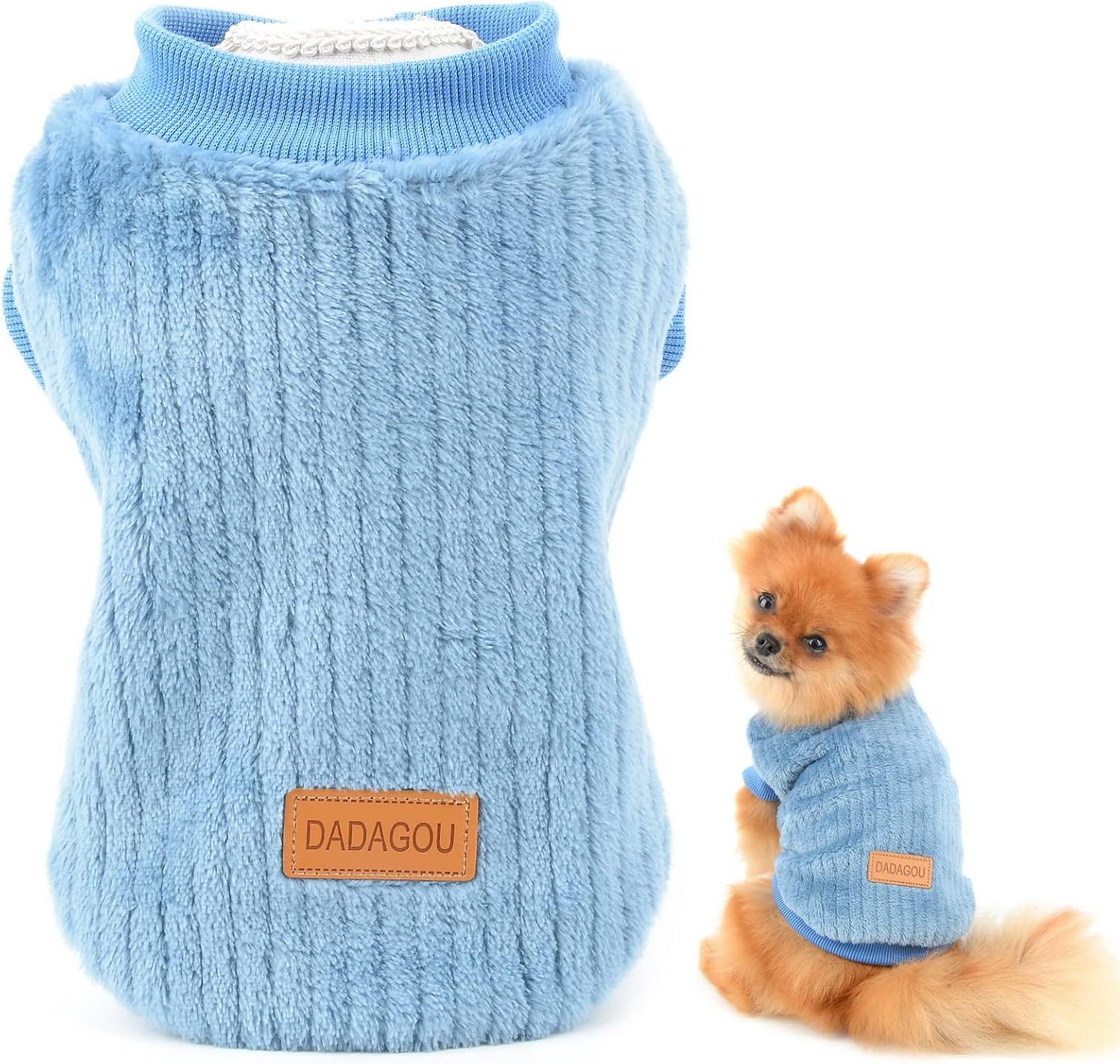 SMALLLEE_LUCKY_STORE Pet Ribbed Fleece Jumpers Pullover Sweatshirt for Small Dogs Cat,Puppy Yorkie Chihuahua Warm Sweater Winter Clothes