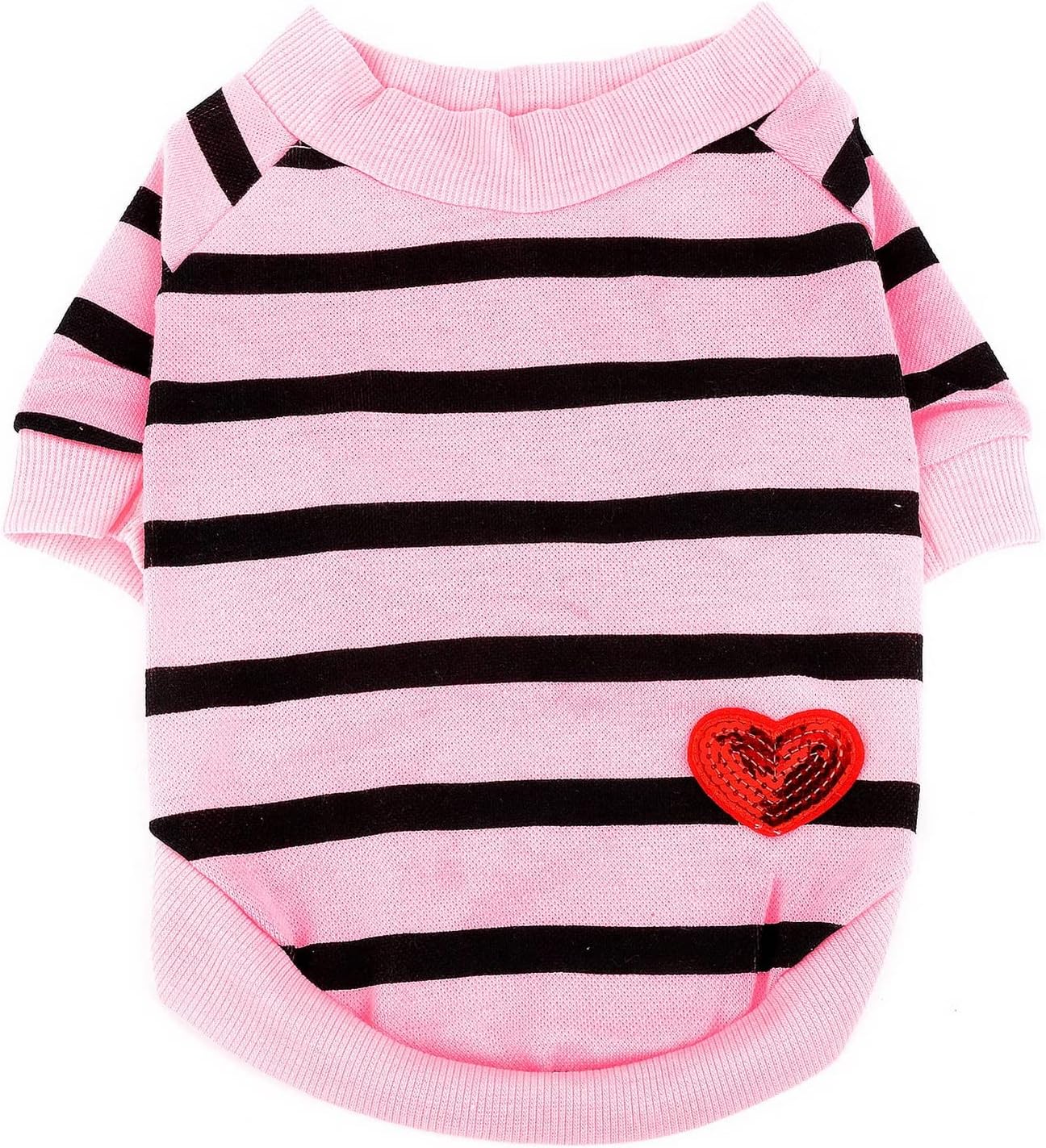 Zunea Dog Shirts for Small Dogs Summer Basic T-Shirt Striped Puppy Clothes Sequins Love Heart Sweatshirt Soft Cotton Short Sleeve Tee Shirt Pet Girl Boy Clothing Pullover Chihuahua Apparel Gray S