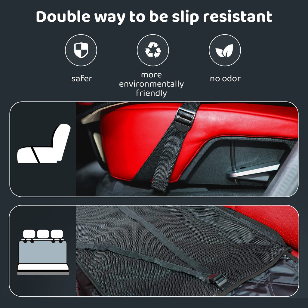 KYG Dog Car Seat Cover Dog Hammock For Car Back Seats With Side Protection And Mesh Visual Window, Durable Scratch Proof And Waterproof Pet Car Seat Cover For Cars/Trucks/Suv 135 X 148 Cm Red & Black