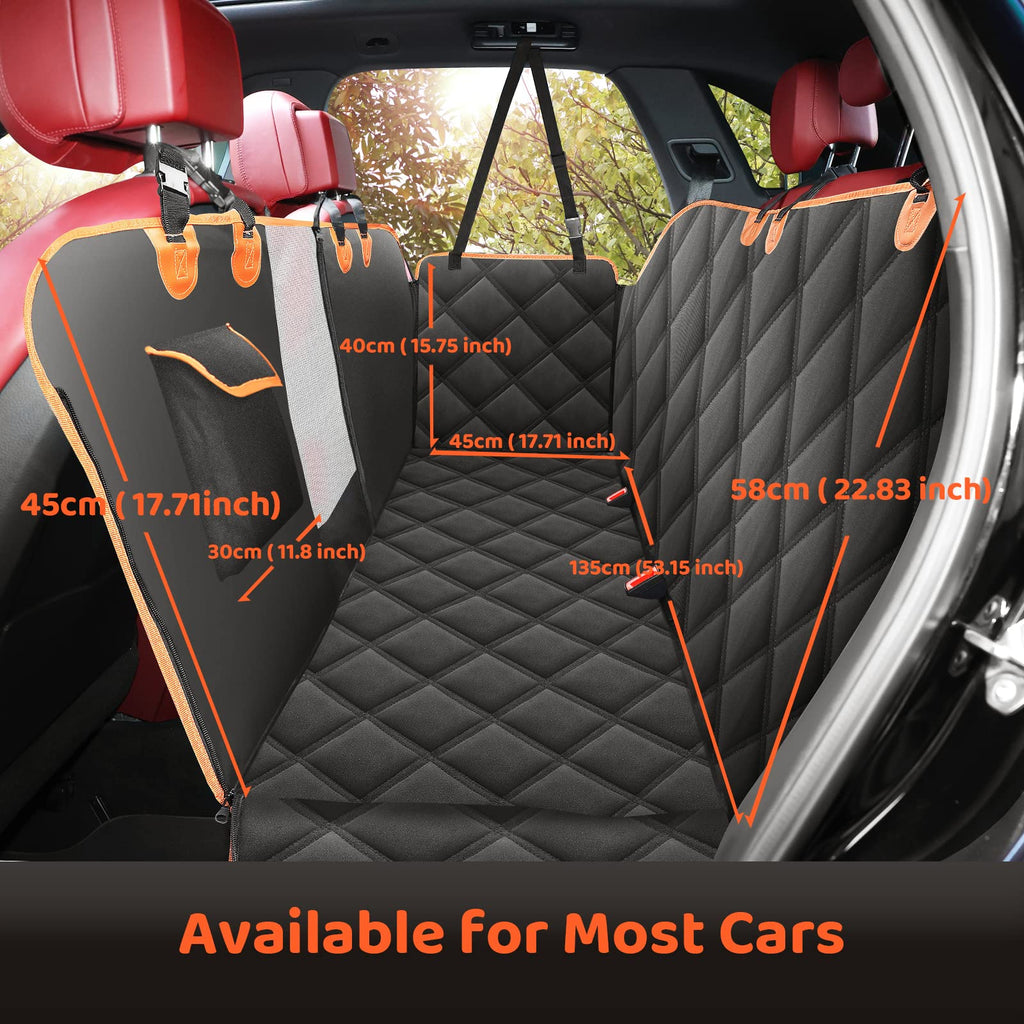 KYG Dog Car Seat Cover Dog Hammock For Car Back Seats With Side Protection And Mesh Visual Window, Durable Scratch Proof And Waterproof Pet Car Seat Cover For Cars/Trucks/Suv 135 X 148 Cm Red & Black