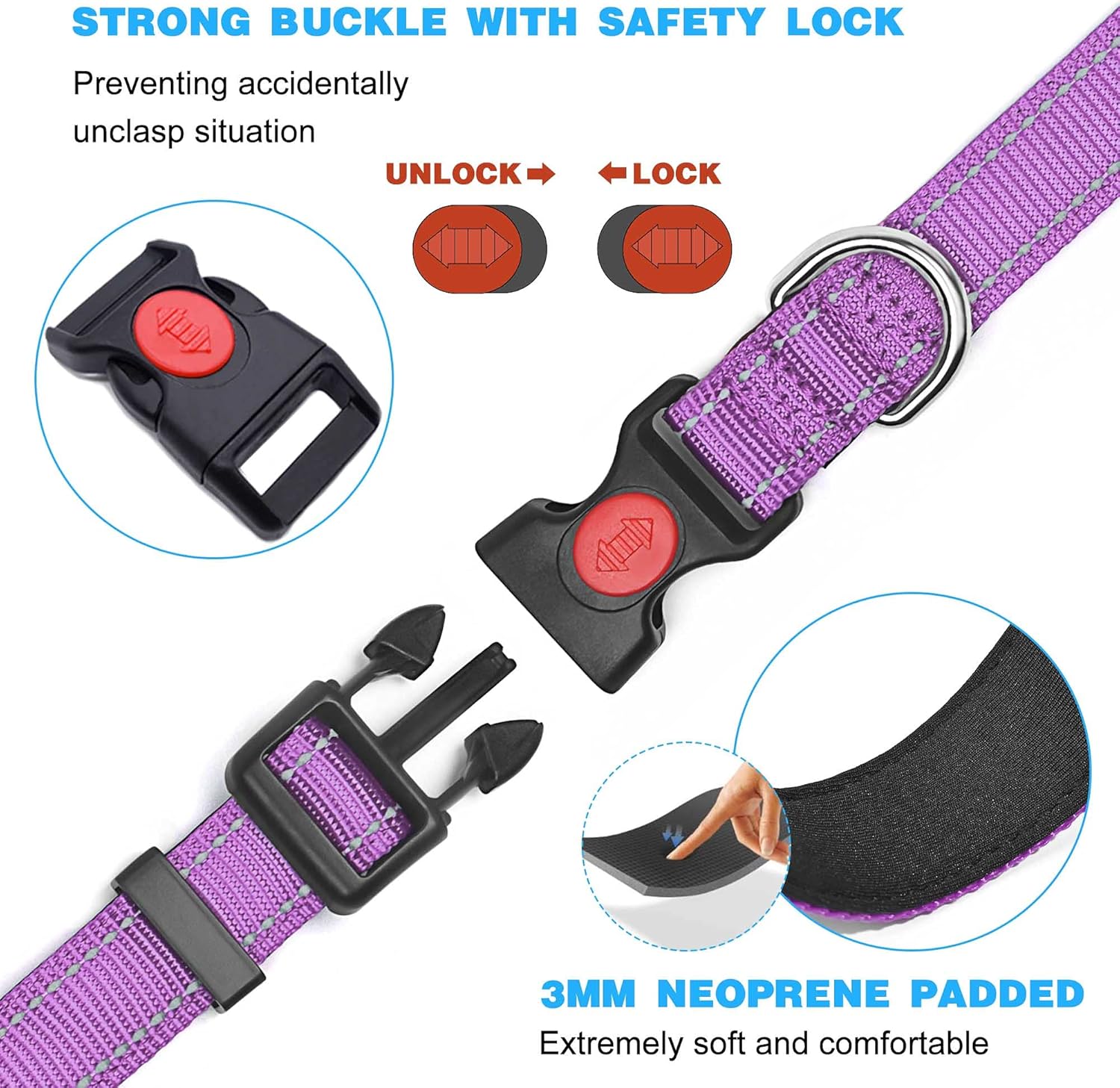 haapaw Reflective Dog Collar Padded with Soft | ObaPet