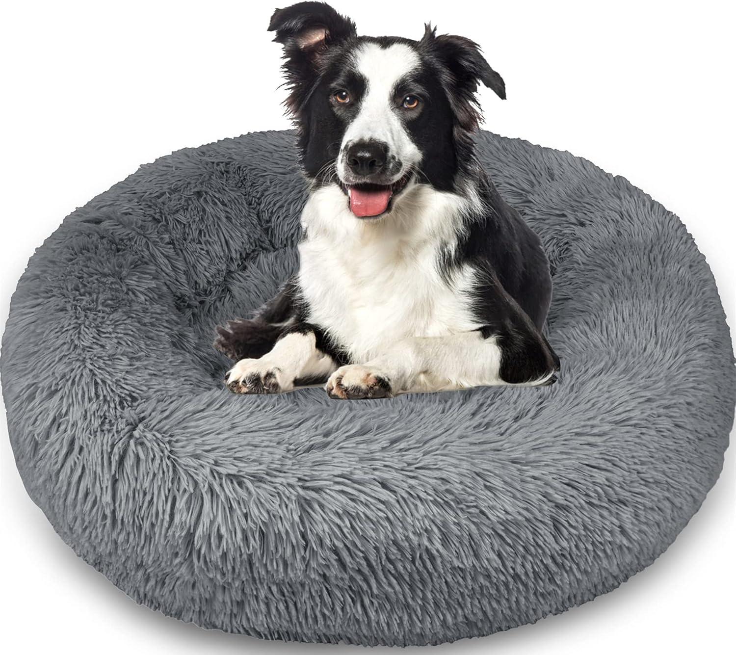 Enjamoy Plush Donut Dog Bed, Calming Round Dog | ObaPet