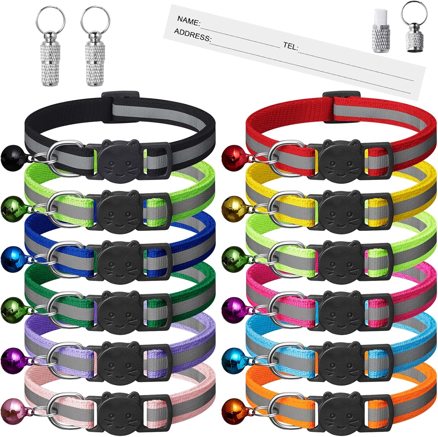 14 Piece Reflective Cat Collar Pack with | ObaPet