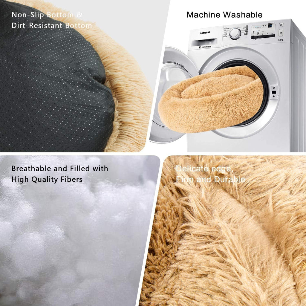 MFOX Calming Dog Bed Cat Bed Donut, Faux Fur | ObaPet