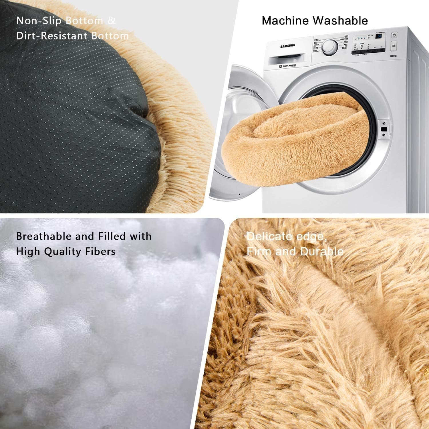 MFOX Calming Dog Bed Cat Bed Donut, Faux Fur | ObaPet
