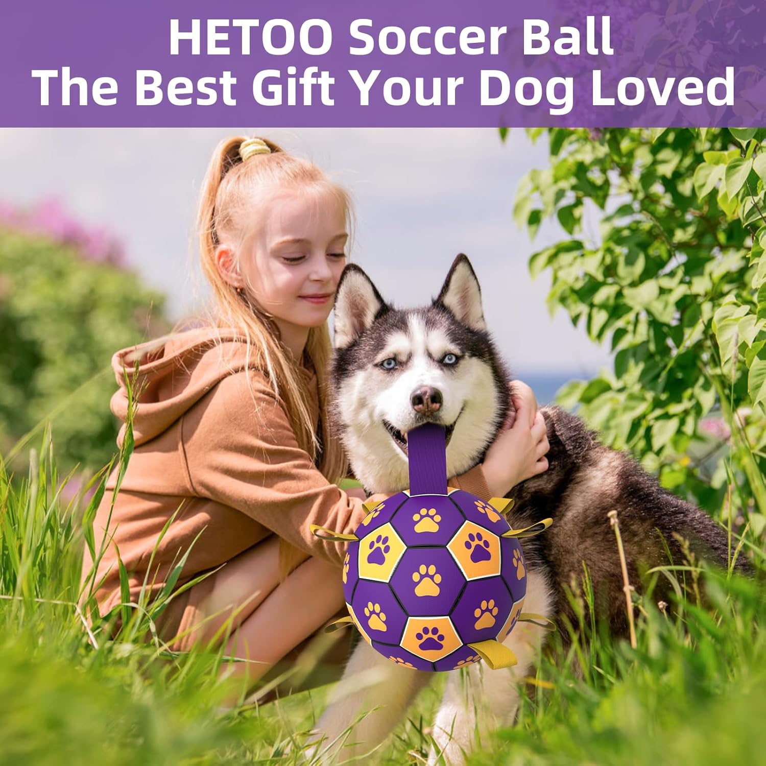 HETOO Interactive Dog Football Toys with Grab Tabs, Durable Dog Water Balls for Small Medium Breed, Indoor & Outdoor