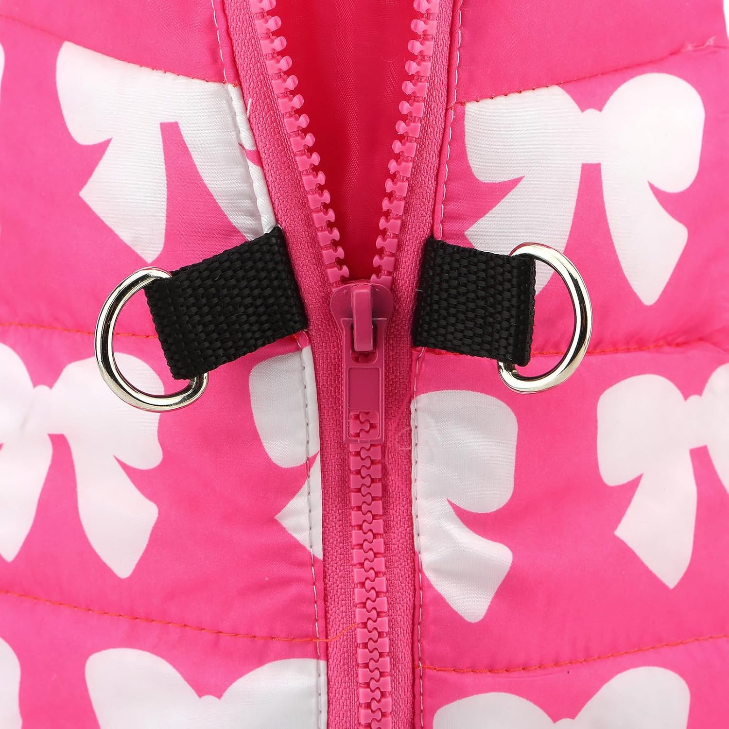 SMALLLEE_LUCKY_STORE Small Dog Cat Winter Coat Harness Jacket with D-ring Boy Girl Pet Puppy Comfort Padded Bomber Vest No Pull Chihuahua Clothes Pink Bows XS