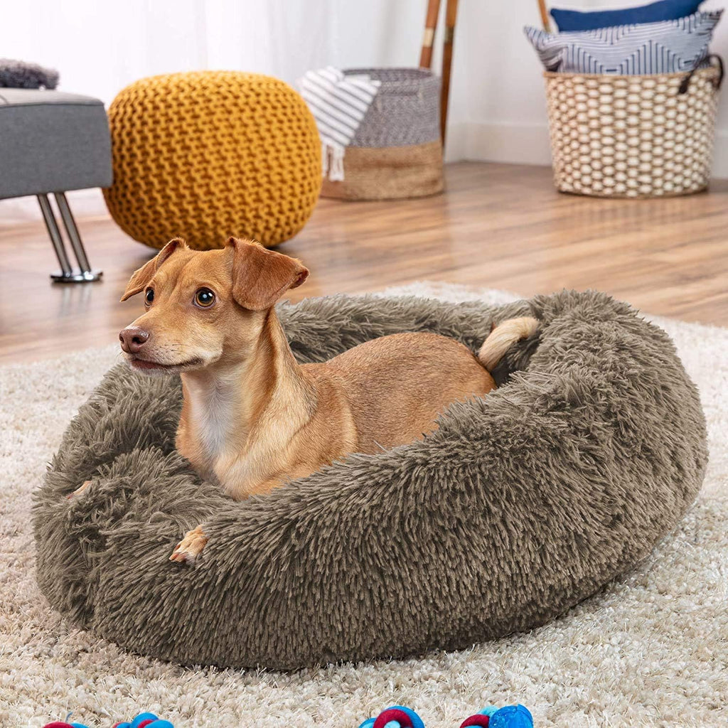 MFOX Calming Dog Bed Cat Bed Donut, Faux Fur | ObaPet