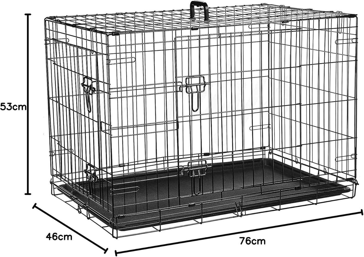 Cardys Dog Crate Puppy Pet Cage with Doors Easy Clean Removable Plastic Tray Folding Metal Easy Clean Portable Training Crate