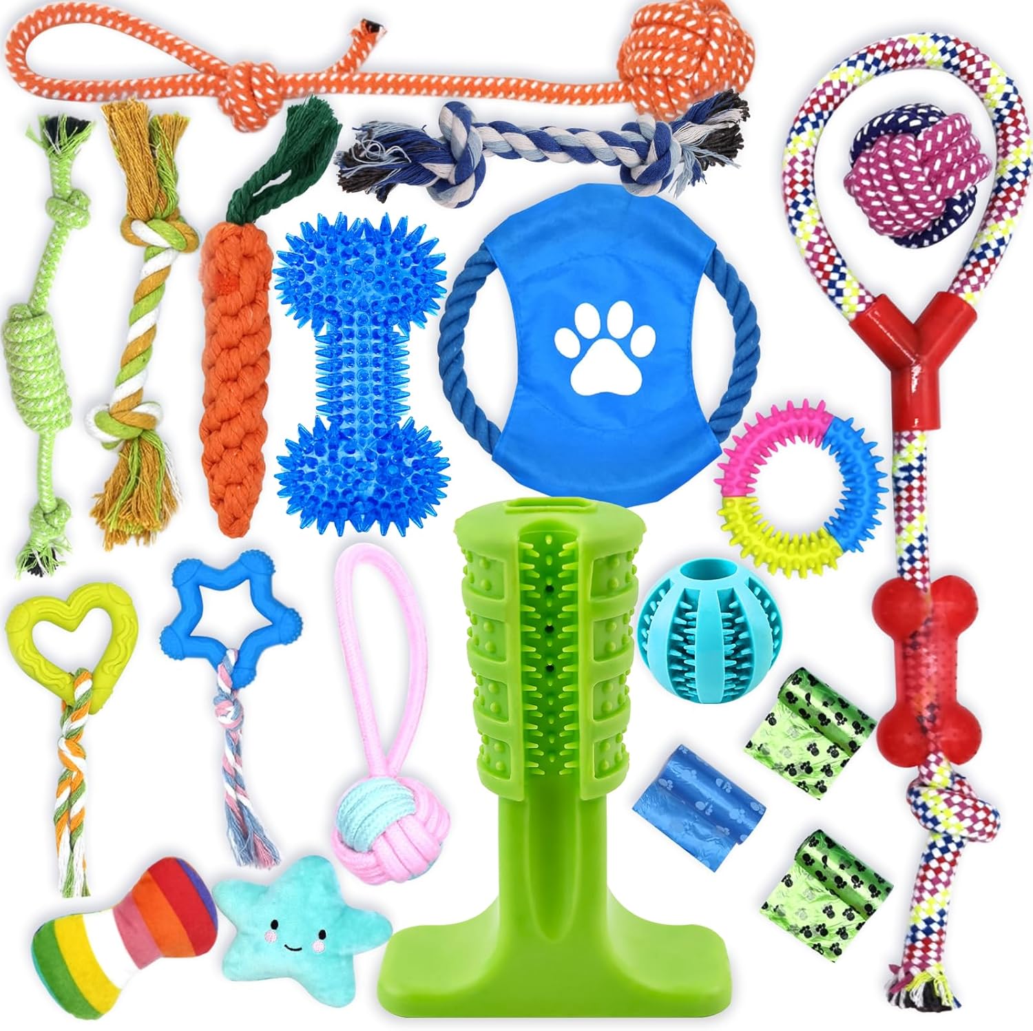 Leipple 20 Pack Luxury Dog Chew Toys for Puppy, Cute Small Dog Toys with Ropes Puppy Chew Toys, Interactive Dog Toys and Squeaky Puppy Toys for Small Dogs