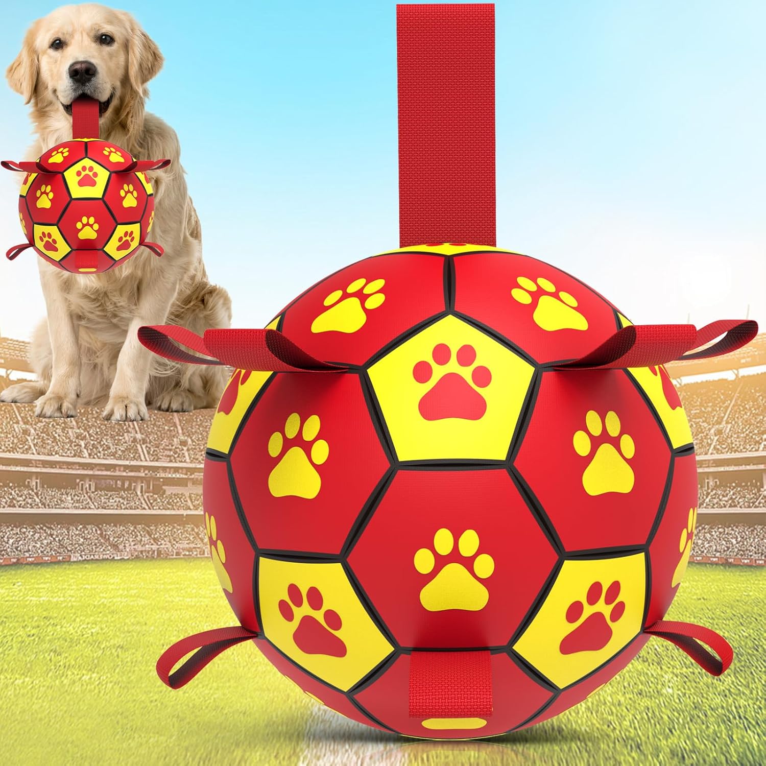 HETOO Interactive Dog Football Toys with Grab Tabs, Durable Dog Water Balls for Small Medium Breed, Indoor & Outdoor