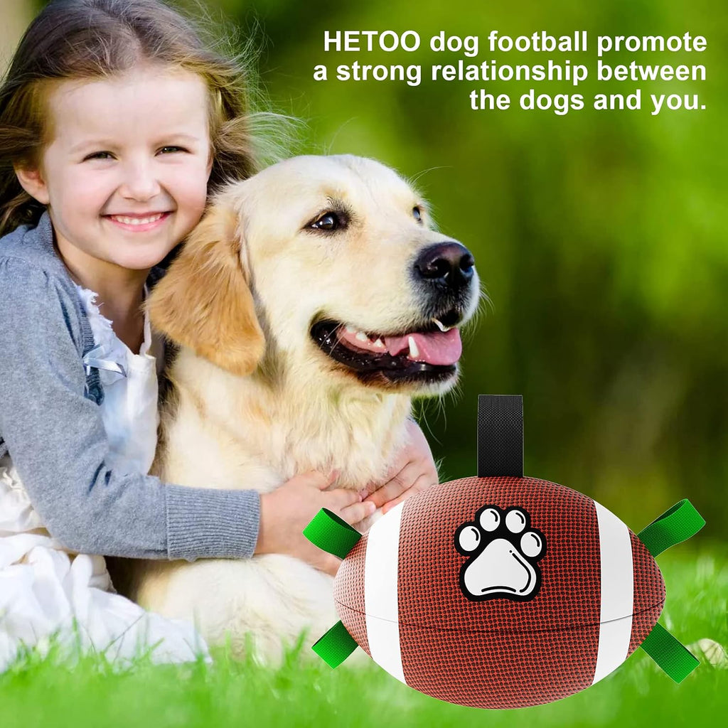 HETOO Interactive Dog Football Toys with Grab Tabs, Durable Dog Water Balls for Small Medium Breed, Indoor & Outdoor