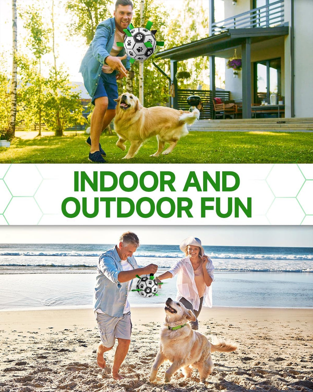 HETOO Interactive Dog Football Toys with Grab Tabs, Durable Dog Water Balls for Small Medium Breed, Indoor & Outdoor