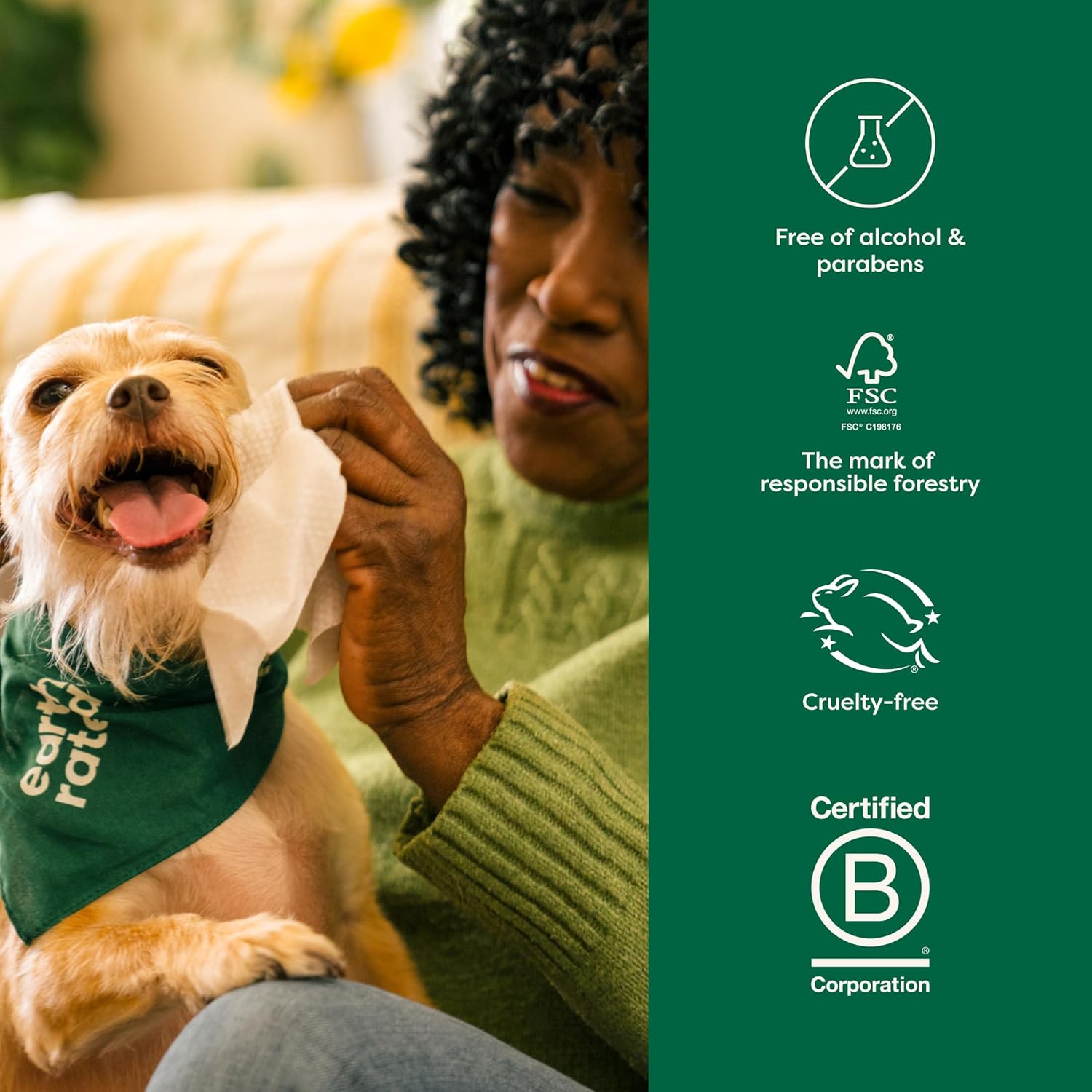 Earth Rated Hypoallergenic Dog Wipes, Cleaning | ObaPet