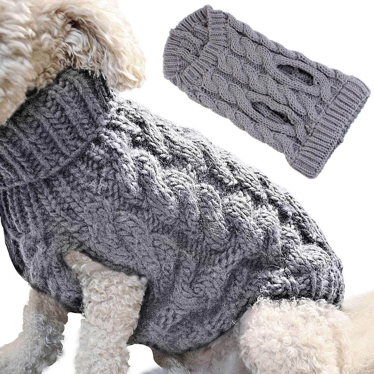 Pet Dog Turtleneck Knitting Sweater Coat Winter Warmer Thickening Pullover Knitwear Crochet Coat Clothes for Small Medium Large Dog Puppy Cat (M, Pink)